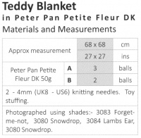 Knitting Pattern - Peter Pan P1281 - Petite Fleur DK - Teddy Blanket